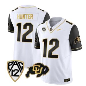 Colorado Buffaloes Travis Hunter Jersey #12 Vapor Gold Limited All Stitched Bla