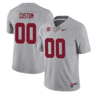 Custom Alabama Crimson Jersey Name and Number Football SEC Patch Gray All Stitc