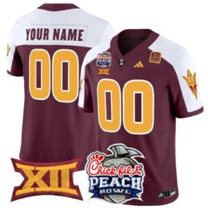 Custom Arizona State Sun Devils Jersey 2025 Peach Bowl Patch Maroon Alternate