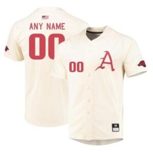 Custom Arkansas Razorbacks Baseball Jersey Name and Number College Cream