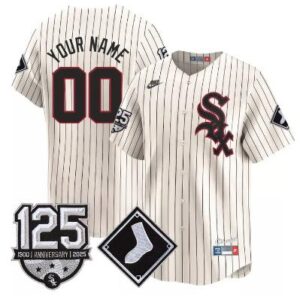 Custom Chicago White Sox Jersey Name, Number 125th Anniversary Stitched Cream
