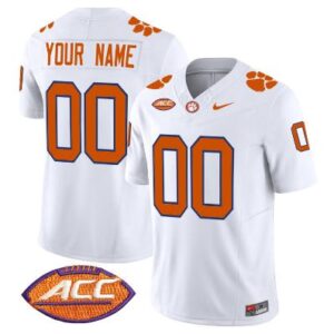 Custom Clemson Tigers Jersey Limited ACC Patch College Football Stitched White