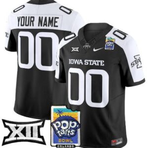 Custom Iowa State Cyclones Jersey 2025 PopTarts Bowl Patch Black Alternate