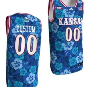 Custom Kansas Jayhawks Jersey Bill Self Game College Basketball Blue Maui Strong