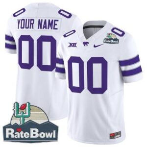 Custom Kansas State Wildcats Jersey 2025 Rate Bowl Patch Football White