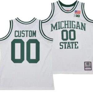 Custom Michigan State Spartans Jersey 125th Bas Anniversary 1990 Throwback White