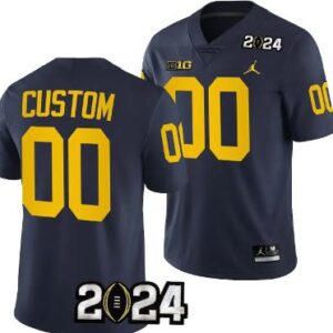 Custom Michigan Wolverines Jersey Name and Number 2024 Championship Playoff Navy