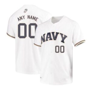Custom Navy Midshipmen Baseball Jersey Armour Name and Number College White