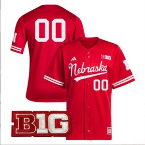 Custom Nebraska Cornhuskers Baseball Scarlet Retro Jersey Stitched B1G Patch