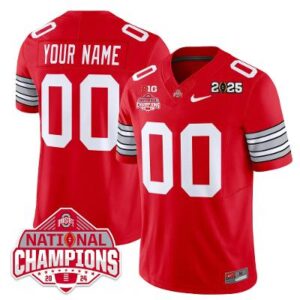 Custom Ohio State Jersey Heritage Stripe 2025 CFP Patch National Champions Red