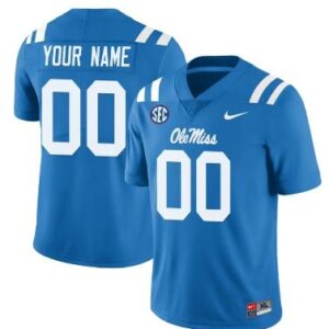 Custom Ole Miss Rebels Jersey College Football All Stitched Light Blue