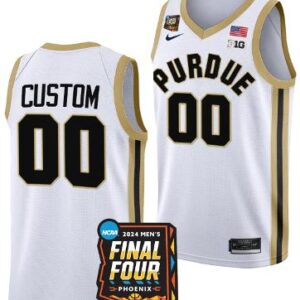 Custom Purdue Boilermakers Jersey Name and Number 2024 NCAA Final Four White