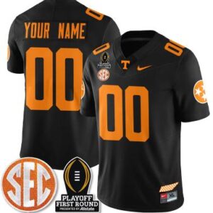 Custom Tennessee Vols Jersey Playoff First Round Patch Football Black