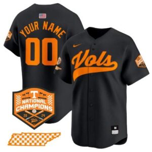 Custom Tennessee Volunteers Baseball Jersey Vapor Premier Limited  Black