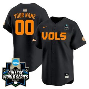 Custom Tennessee Volunteers Jersey 2024 College World Series NCAA Baseball Black