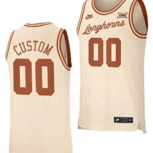 Custom Texas Longhorns Jersey College Basketball Cream Retro