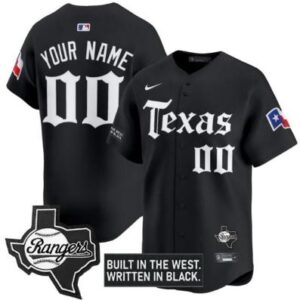 Custom Texas Rangers Jersey Gothic Frontier Edition Vapor Premier Limited Black