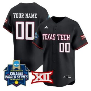 Custom Texas Tech Red Raiders Jersey Softball 2025 World Series Stitched Black