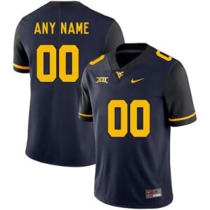 Custom West Virginia Mountaineers Jersey Name, Number NCAA College Football Navy