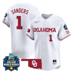 Cydney Sanders Jersey #1 College World Series Patch Vapor Premier Stitched White