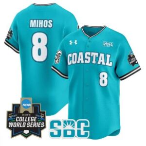 Dean Mihos Jersey #8 Coastal Carolina Chanticleers 2025 World Series Teal