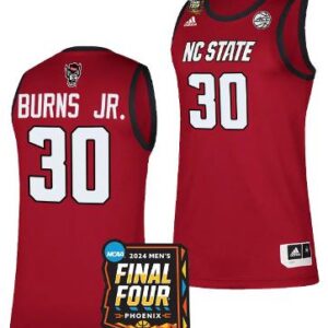 DJ Burns Jr Jersey #30 NC State Wolfpack 2024 NCAA March Madness Final Four Red
