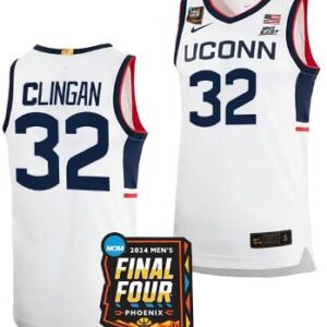 Donovan Clingan Jersey #32 UConn Huskies2024 NCAA March Madness Final Four White