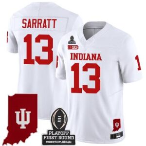 Elijah Sarratt Jersey #13 Indiana Hoosiers CFP First Round Patch Football White