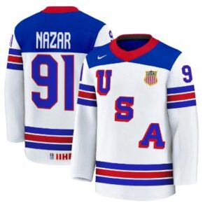 Frank Nazar Jersey #91 USA Hockey 2025 Premium Stitched Home