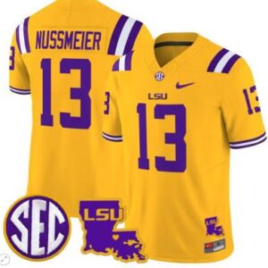 Garrett Nussmeier Jersey #13 LSU Tigers 2024 College Football Stitched Gold