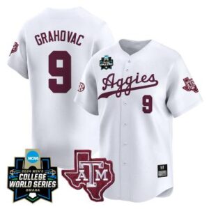 Gavin Grahovac Jersey #9 Texas AM Aggies 2024 World Series NCAA Baseball White