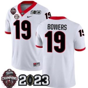 Georgia Bulldogs Brock Bowers Jersey #19 CFP National Champions Patch White