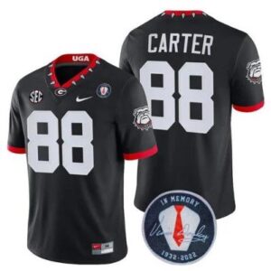 Georgia Bulldogs Jalen Carter #88 Jersey Honoring Vince Dooley Patch Black