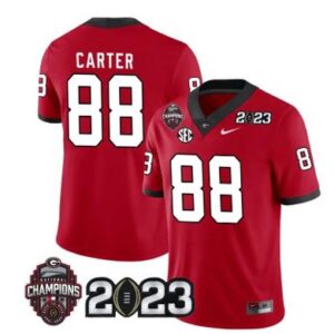 Georgia Bulldogs Jalen Carter Jersey #88 CFP Patch 2023  All Stitched Red