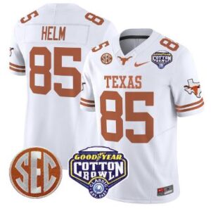 Gunnar Helm Jersey #85 Texas Longhorns Cotton Bowl Patch Stitched White