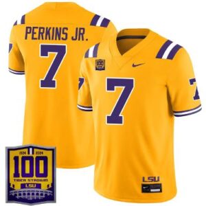 Harold Perkins Jr Jersey #7 LSU Tigers 100 Years of Tiger Stadium Patch Gold
