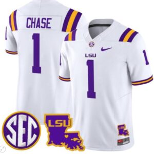 Ja'Marr Chase Jersey #1 LSU Tigers 2024 Louisiana Patch Vapor College Football