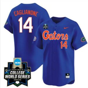 Jac Caglianone Jersey #14 Florida Gators 2024 World NCAA Baseball Gators Blue