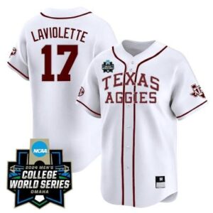 Jace Laviolette 17 Texas AM Aggies 2024 College World Series White Alternate