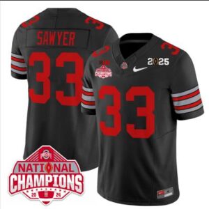 Jack Sawyer Jersey #33 Ohio State 2025 CFP Patch National Champions Black
