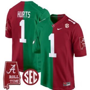 Jalen Hurts Jersey #1 Alabama Crimson Tide Split Football Game Stitched