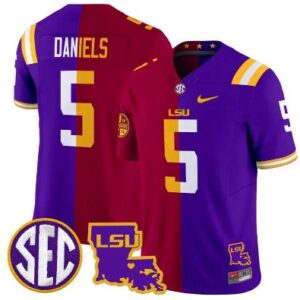 Jayden Daniels Jersey #5 LSU Tiger Split Vapor Limited Football Stitched