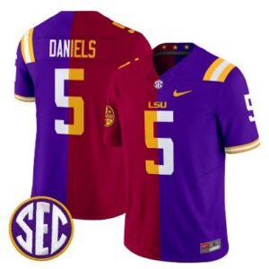 Jayden Daniels Jersey #5 LSU Tiger Split Vapor Limited V2 Football All Stitched
