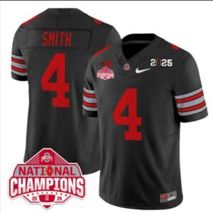 Jeremiah Smith Jersey #4 Ohio State 2025 CFP Patch National Champions Black