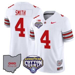 Jeremiah Smith Jersey #4 Ohio State Buckeyes Cotton Bowl Patch Stitched White