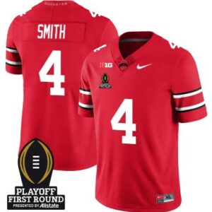 Jeremiah Smith Jersey #4 Ohio State Buckeyes Playoff First Round Patch Scarlet