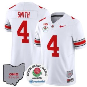 Jeremiah Smith Jersey #4 Ohio State Buckeyes Rose Bowl Vapor Limited V2 White