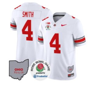 Jeremiah Smith Jersey #4 Ohio State Buckeyes Rose Bowl Vapor Limited V2 White