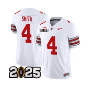 Jeremiah Smith Jersey #4 Ohio State 'Heritage Stripe' 2025 CFP Final White
