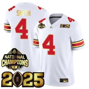 Jeremiah Smith Jersey #4 Ohio State National Championships 2024 Patch White Away